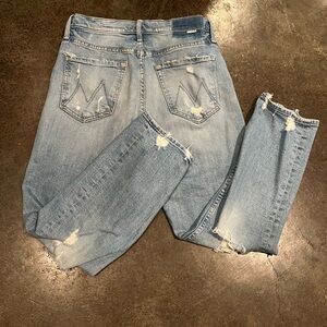 Women's Light Blue Distressed Jeans